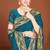 Designer teal blue zari embroidery zarkan work silk saree