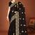 Designer black zari embroidery zarkan work silk saree