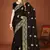 Designer black zari embroidery zarkan work silk saree