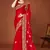 Designer red zari embroidery zarkan work silk saree