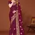 Designer wine zari embroidery zarkan work silk saree