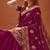 Designer wine zari embroidery zarkan work silk saree
