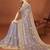 Designer grey zari embroidery zarkan work silk saree