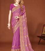 Designer dusty pink zari embroidery zarkan work silk saree