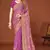 Designer dusty pink zari embroidery zarkan work silk saree