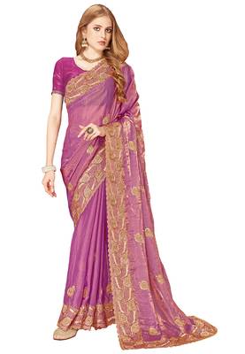 Designer dusty pink zari embroidery zarkan work silk saree 3