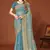 Designer ice blue zari embroidery zarkan work silk saree