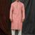 Straight self jacquard peach solid collar neck with embroidery kurta payjama