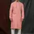 Straight self jacquard peach solid collar neck with embroidery kurta payjama