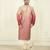 Straight slub silk embroidery peach solid collar neck with embroidery kurta payjama