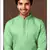 Straight cotton c.green solid collar neck with embroidery kurta payjama