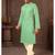Straight cotton c.green solid collar neck with embroidery kurta payjama
