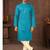 Straight cotton firozi solid collar neck with embroidery kurta payjama