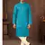 Straight cotton firozi solid collar neck with embroidery kurta payjama