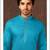 Straight cotton firozi solid collar neck with embroidery kurta payjama