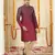 Straight art silk digital print maroon  solid collar neck with embroidery kurta payjama