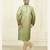 Straight slub silk embroidery green solid collar neck with embroidery kurta payjama