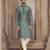 Straight art silk digital print green solid collar neck with embroidery kurta payjama