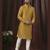 Straight art silk digital print musturd solid collar neck with embroidery kurta payjama