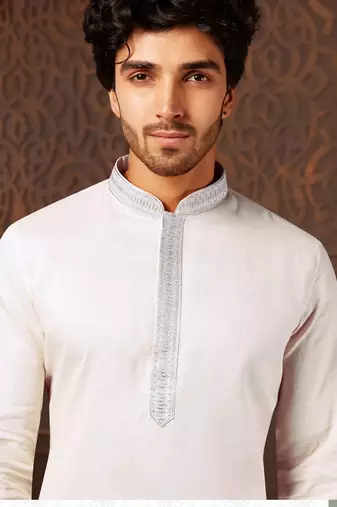 Straight art silk digital print multicolor solid collar neck with embroidery kurta payjama