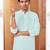 Straight art silk ligtht blue solid collar neck with embroidery kurta payjama