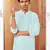 Straight art silk ligtht blue solid collar neck with embroidery kurta payjama