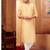 Straight art silk light beige solid collar neck with embroidery kurta payjama