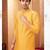 Straight art silk yellow solid collar neck with embroidery kurta payjama