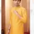 Straight art silk yellow solid collar neck with embroidery kurta payjama