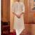Straight art silk light grey solid collar neck with embroidery kurta payjama