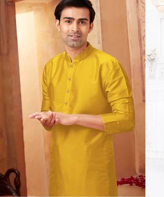 Straight Art silk green solid collar neck with embroidery kurta payjama 1