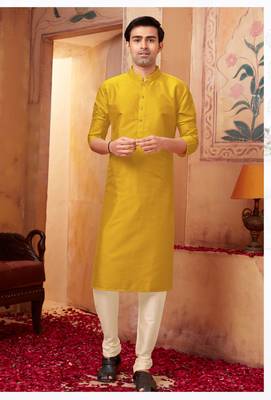 Straight Art silk green solid collar neck with embroidery kurta payjama 2
