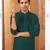 Straight art silk bottle green solid collar neck with embroidery kurta payjama