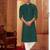 Straight art silk bottle green solid collar neck with embroidery kurta payjama