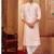 Straight art silk light pink solid collar neck with embroidery kurta payjama