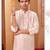Straight art silk light pink solid collar neck with embroidery kurta payjama