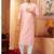 Straight art silk pink solid collar neck with embroidery kurta payjama