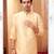 Straight art silk light beige solid collar neck with embroidery kurta payjama