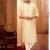 Straight art silk light beige solid collar neck with embroidery kurta payjama