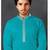 Straight cotton firozi solid collar neck with embroidery kurta payjama
