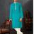 Straight cotton firozi solid collar neck with embroidery kurta payjama