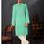 Straight cotton c.green solid collar neck with embroidery kurta payjama