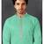 Straight cotton c.green solid collar neck with embroidery kurta payjama