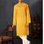 Straight cotton yellow solid collar neck with embroidery kurta payjama