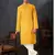 Straight cotton yellow solid collar neck with embroidery kurta payjama
