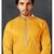 Straight cotton yellow solid collar neck with embroidery kurta payjama