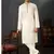 Straight cotton white solid collar neck with embroidery kurta payjama