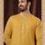 Straight art silk yellow solid collar neck with embroidery kurta payjama