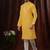 Straight art silk yellow solid collar neck with embroidery kurta payjama