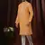 Straight art silk orange solid collar neck with embroidery kurta payjama